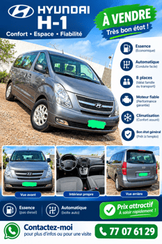 Hyundai H-1 2012 Essence Automatique 8 places en bon état