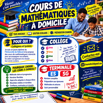 Cours de mathématiques à domicile pour collège et Terminale