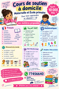 Cours de soutien scolaire maternelle et primaire à domicile