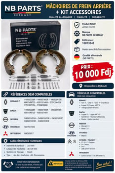 Mâchoires de frein arrière neuves avec kit accessoires NB Parts Germany