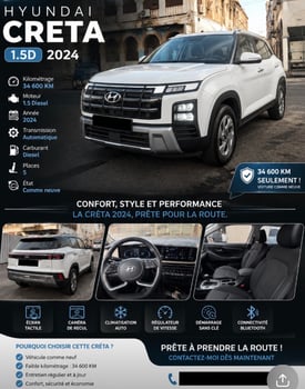 Hyundai Creta 1.5 Diesel 2024, automatique, impeccable état