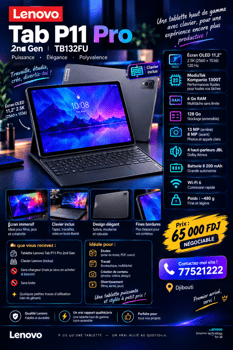 Tablette Lenovo Tab P11 Pro 2nd Gen 6Go/128Go avec clavier