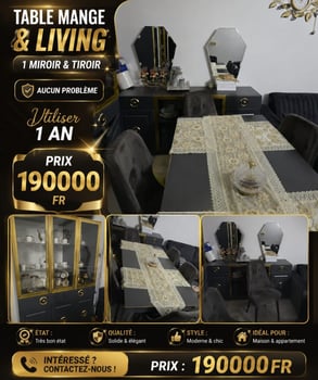 Living+ table à manger avec transport et installation