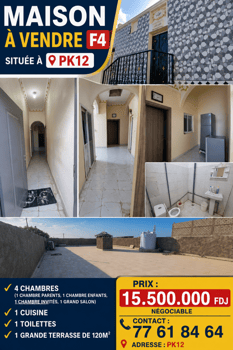 Maison F4 avec un grande terrasse à PK12