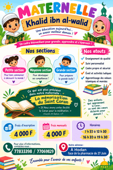 Maternelle Khalid ibn al-Walid, cadre éducatif et sécurisé
