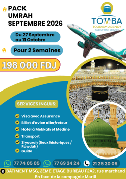 Pack Omra 2 semaines septembre 2026 avec hébergement et transport