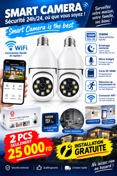 Caméra de surveillance Smart V380 Pro avec détection de mouvements