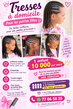 Service de tresses à domicile pour petites filles