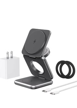 Chargeur sans fil magnétique pliable 3 en 1 KUXIU X40 gris