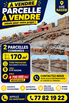 Parcelles combinées 170 m² avec titre foncier à Cité Nassib