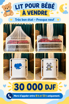 Lit bébé presque neuf en bon état