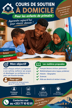 Cours de soutien scolaire à domicile pour élèves de 1ère à 5ème année