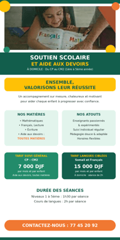 Cours de soutien scolaire personnalisé à domicile