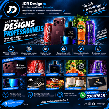 Création de visuels publicitaires et designs produits modernes