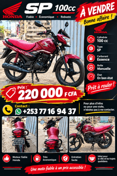 Honda SP 100cc en bon état, idéale pour la ville