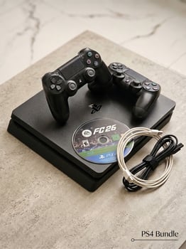 Console PS4 Slim avec 2 manettes et jeu EA Sports FC 26