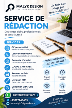 Service professionnel de rédaction de CV et lettres de motivation