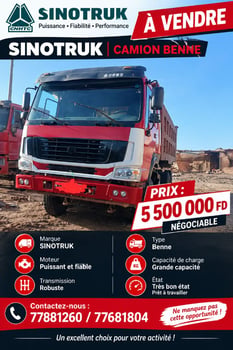 Camion Sinotruk en bon état avec moteur intact