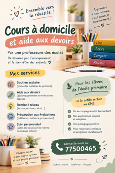 Soutien scolaire personnalisé à domicile pour élèves du primaire
