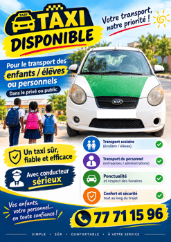 Taxi fiable pour transport scolaire et professionnel sécurisé