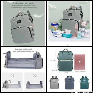 Fashionable Diaper Bag Backpack with Portable Folding Bed