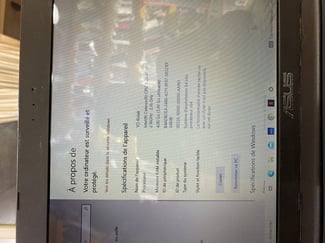 Ordinateur portable Asus en bon état, mémoire 500Go, RAM 4Go
