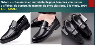 Chaussures en cuir véritable pour hommes, style classique