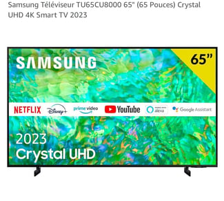 Samsung Crystal UHD 65 - État parfait, négociable