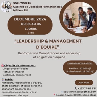 Formation Courte de Perfectionnement Leadership & Management d'Équipe