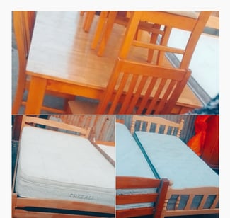 Lit avec matelas et tables à vendre