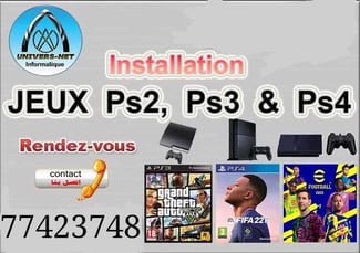 installation tous jeux & tous programmes PS2, PS3 & PS4