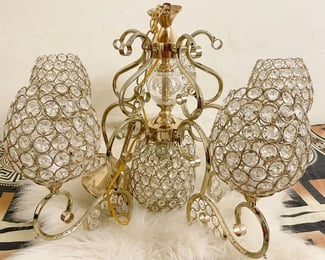 Lustre en Crystal doré avec 6 ampoules