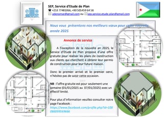 Service d'Étude de Plan (SEP), Plan de permis de construction gratuit, pour la nouvel an