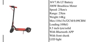 Trottinette électrique pliable avec batterie 36V et moteur 300W