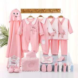 Coffret Naissance pour Bébé - Ensembles de Vêtements, Gigoteuse, Bavoir, Bonnet, Chaussons, Oreiller et Plus