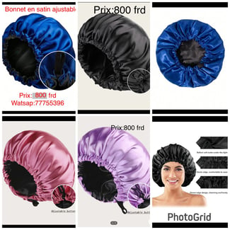 Bonnet en satin à double couleur ajustable à votre taille