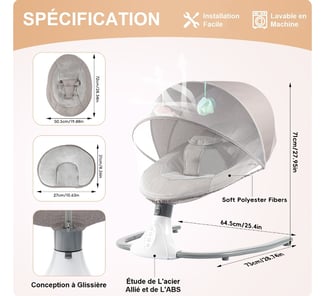 Berceau électrique pour bébé - Balançoire automatique