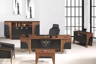 Bureau Verona luxueux en cuir et détails dorés