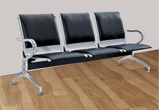 Banc d’accueil 3 places en métal et simili cuir