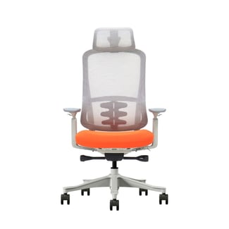 Chaise de bureau orange avec soutien lombaire et appui-tête