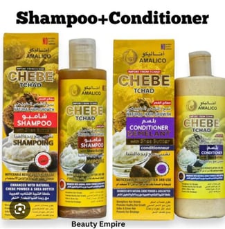 Lot Shampoing + Démêlant Chebe Amalico, importé du Tchad