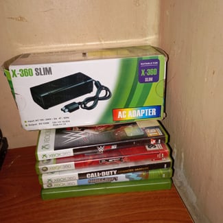 Bloc d'alimentation pour Xbox 360 Slim avec jeux de vidéos en bonus