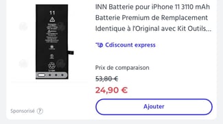 Batterie iPhone 11 neuve - Identique à l'originale importée