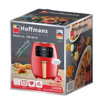 Air Fryer HOFFMANS, LCD tactile, 6L, 2400W, r&eacute;duit 80% de mati&egrave;res grasses