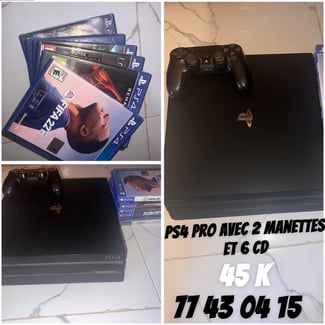 Console PS4 Pro + 2 manettes + 6 jeux en excellent &eacute;tat
