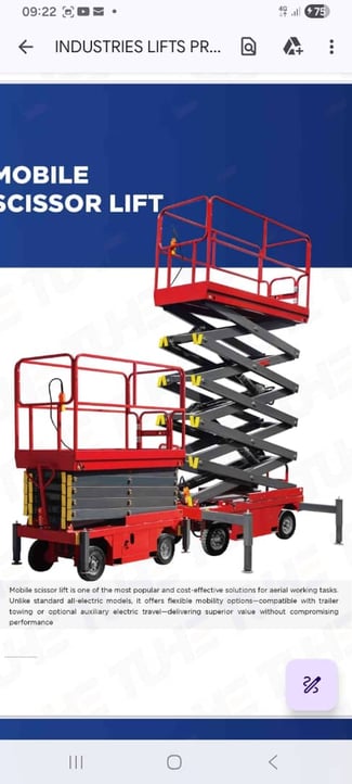 Plateforme &eacute;l&eacute;vatrice &eacute;lectrique THCY-0.5-10, 10 m