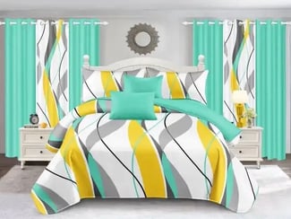 Ensemble de draps avec rideaux en promotion pour l'A&iuml;d