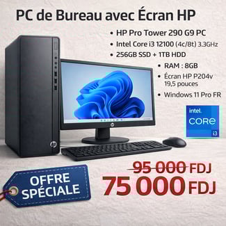 PC HP Complet avec Intel Core i3, 8GB RAM, et Écran HP 19.5 pouces