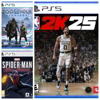 Lot de 3 jeux PS5 NBA 2K25, God of War Ragnarok, Spiderman Miles Morales