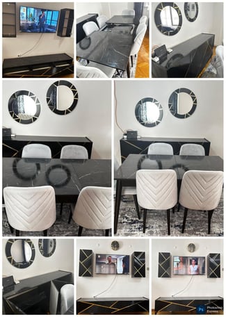 Ensemble salle à manger complète avec 6 chaises et meubles assortis en excellent état